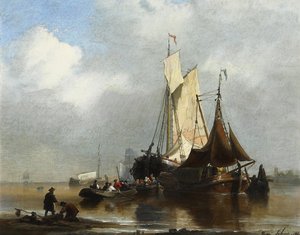 Barcos en un puerto de Henri Adolphe Schaep