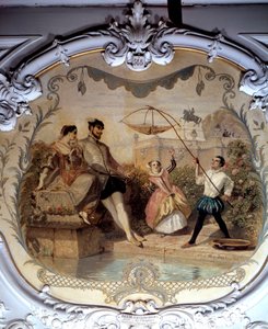 Escena de pesca en el Castillo de Chantilly de Henri Baron