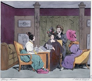La toilette (peluquero a domicilio) en el siglo XIX - en “Antaño y hoy” de Henri Monnier, ed. Delpech, París