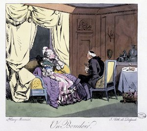 Un boudoir en el siglo XVIII - en “Antaño y hoy” de Henri Monnier, ed. Delpech, París de Henri Bonaventure Monnier
