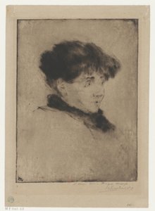 Retrato de Eva Gonzalès de Henri Charles Guérard (signed by artist)