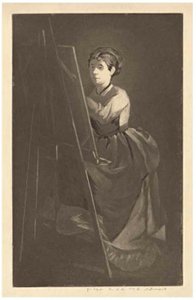 En el caballete – Retrato de la artista Jeanne Gonzalès de Henri Charles Guérard