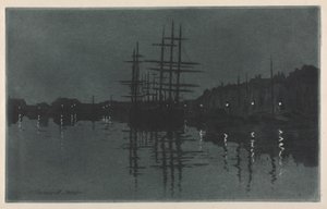 Efecto de la luna en Dieppe, c. 1885 de Henri Charles Guérard
