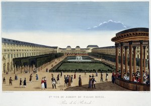 Jardin du Palais-Royal, circa 1820 - en "Vues de Paris" por Courvoisier de Henri Courvoisier Voisin