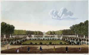 Le Jardin du Luxembourg visto desde la terraza del Palais. Grabado por Courvoisier de Henri Courvoisier Voisin