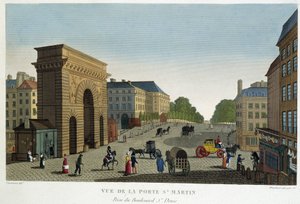 Vista de la Porte St Martin - en “Vues de Paris” por Courvoisier de Henri Courvoisier Voisin