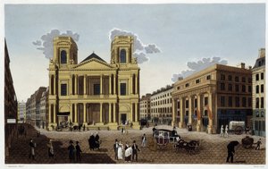 Iglesia de Saint-Eustache, circa 1820 - en "Vues de Paris" por Courvoisier de Henri Courvoisier Voisin