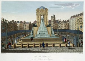 La fuente de los Inocentes, circa 1820 - en "Vues de Paris" de Courvoisier 1827 de Henri Courvoisier Voisin