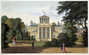 Pabellón del jardín de Monceau. Grabado por Courvoisier