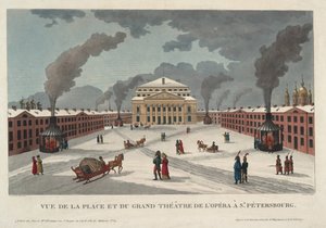 El Teatro Imperial Bolshoi Kamenny de San Petersburgo - Courvoisier-Voisin, Henri (1757-1830) - c. 1811 - Aguafuerte, acuarela - 41,7x58 - Colección privada de Henri Courvoisier Voisin