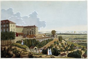 Vista del Calvario, durante las fiestas de la Santa Cruz, en Suresnes - en "Vues de Paris" de Courvoisier de Henri Courvoisier Voisin
