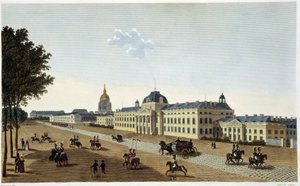 Vista de la Escuela Militar desde el lado del Campo de Marte, circa 1820 - en "Vues de Paris" por Courvoisier