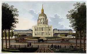Vista de la iglesia del Royal Hotel des Invalides - en "Vues de Paris" de Henri Courvoisier Voisin