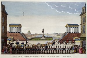 Vista del paso del cortejo de su majestad Luis XVIII el 3 de mayo de Henri Courvoisier Voisin