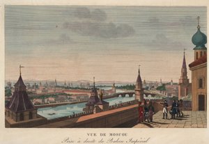 Vista de Moscú desde el balcón del palacio imperial, Rusia (grabado de Henri Courvoisier-Voisin) - 1812 de Henri Courvoisier Voisin