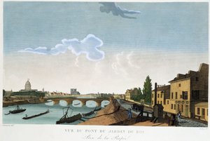 Vista del puente del jardín del rey (Rapée) en Vues de Paris de Courvoisier