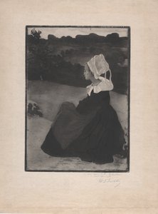 Bretonne assise (Mujer bretona sentada) c.1893 (aguafuerte y aguatinta) de Henri Delavallee
