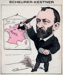 Retrato de Auguste Scherer-Kestner (Scheurer Kestner) (1833-1899) químico, industrial y político alsaciano - Caricatura de Henri Demare en “Les Hommes d