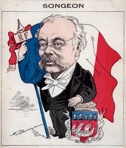 Retrato de Jacques Songeon (1818-1899) ex presidente del consejo municipal de París - caricatura por Henri Demare en "Les Hommes d