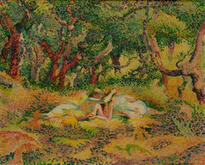 Dos mujeres desnudas bajo un alcornoque de Henri Edmond Cross
