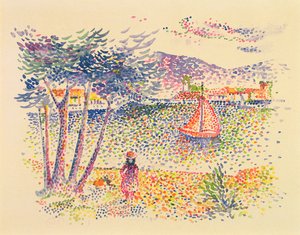 Barcos de vela en la playa de Henri Edmond Cross