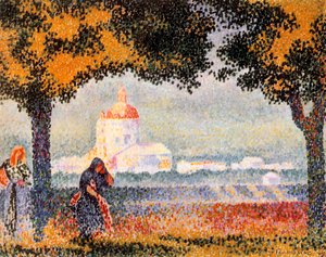 La iglesia de Santa María de los Ángeles cerca de Asís, 1909 de Henri Edmond Cross