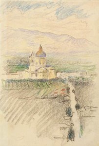 Vista sobre Santa Maria degli Angeli cerca de Asís de Henri Edmond Cross
