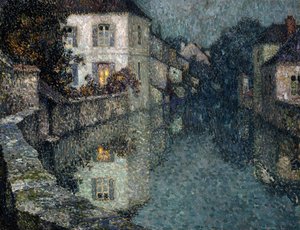 Casas en el Canal, Nemours de Henri Eugene Augustin Le Sidaner