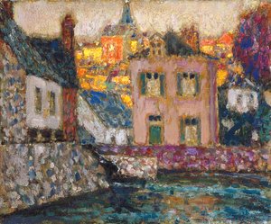 Estudio para las casas sobre el río en Fougères de Henri Eugene Augustin Le Sidaner