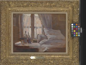 El dormitorio (La Chambre À Coucher) (óleo sobre madera) de Henri Eugene Augustin Le Sidaner