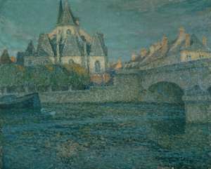 La iglesia en Nemours, Francia de Henri Eugene Augustin Le Sidaner