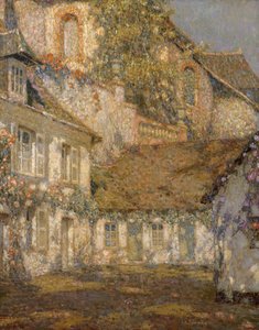 La casa bajo la iglesia de Henri Eugene Augustin Le Sidaner