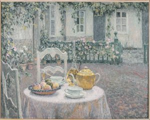 El Mantel Rosa de Henri Eugene Augustin Le Sidaner