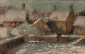 Escena de nieve al atardecer, c1901 de Henri Eugene Le Sidaner