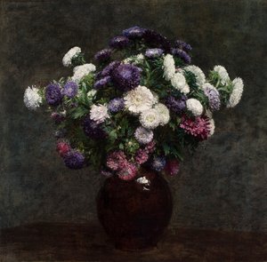 Asters en un florero de Henri Fantin-Latour