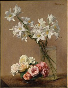 Rosas y lirios de Henri Fantin-Latour