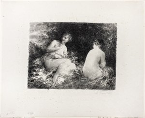 Mujeres bañándose, segunda placa mediana de Ignace Henri Jean Fantin Latour