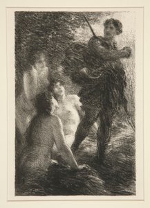 El crepúsculo de los dioses: Acto III, Siegfried y las doncellas del Rin de Ignace Henri Jean Fantin Latour