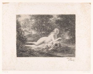 Ninfa con jarra cerca de un arroyo del bosque
La source dans les bois (título en el objeto) de Ignace Henri Jean Fantin Latour