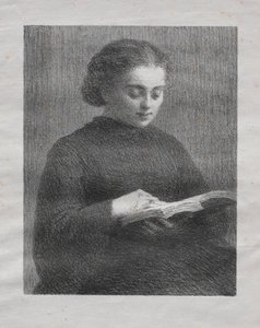 Lectura: Retrato de la hermana del artista de Ignace Henri Jean Fantin Latour