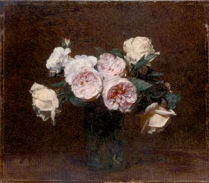 Naturaleza Muerta: Rosas Rosas, Blancas y Amarillas, 1894 de Ignace Henri Jean Fantin Latour
