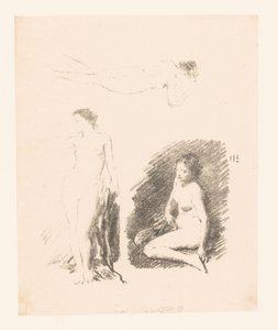Hoja de estudio con tres mujeres desnudas de Ignace Henri Jean Fantin Latour