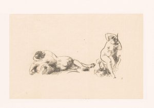 Hoja de estudio con dos mujeres desnudas de Ignace Henri Jean Fantin Latour