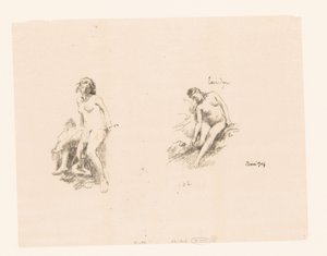 Hoja de estudio con dos mujeres desnudas de Ignace Henri Jean Fantin Latour