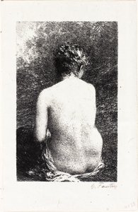 Estudio de una mujer sentada, vista desde atrás de Ignace Henri Jean Fantin Latour