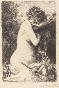 Llorona: Estudio de una mujer desnuda, sentada de perfil a la derecha de Ignace Henri Jean Fantin Latour