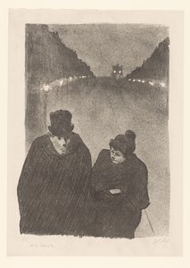 Hombre y mujer de noche en la calle