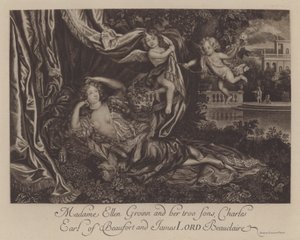 Nell Gwyn y sus dos hijos, Charles, Conde de Burford, y James, Lord Beauclerk de Henri Gascar
