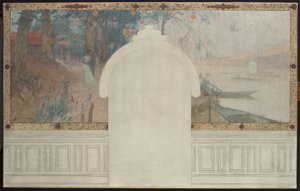 Boceto para el Ayuntamiento de Asnières: Primavera. El Sena en Asnières, hacia 1900 (óleo sobre tinta sobre lienzo)