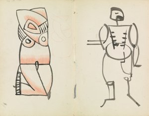 Mujer agachada y hombre de pie de Henri Gaudier Brzeska